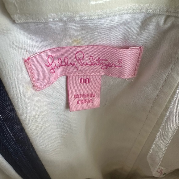 LILLY PULITZER Blue Pink Floral Yum Yum Caterpillar Lottie Strapless Dress Sz 00 - Picture 7 of 10
